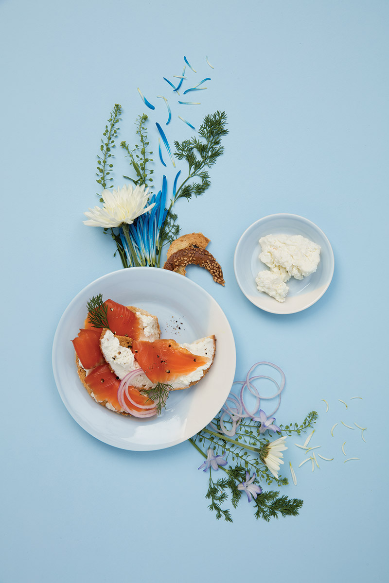 Smoked trout and Chèvre des Alpes Bagels