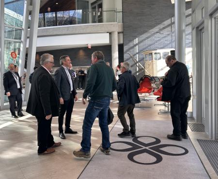 main lobby office building with people