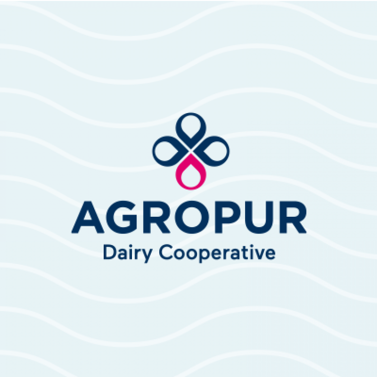 Logo Agropur sur un fond bleu