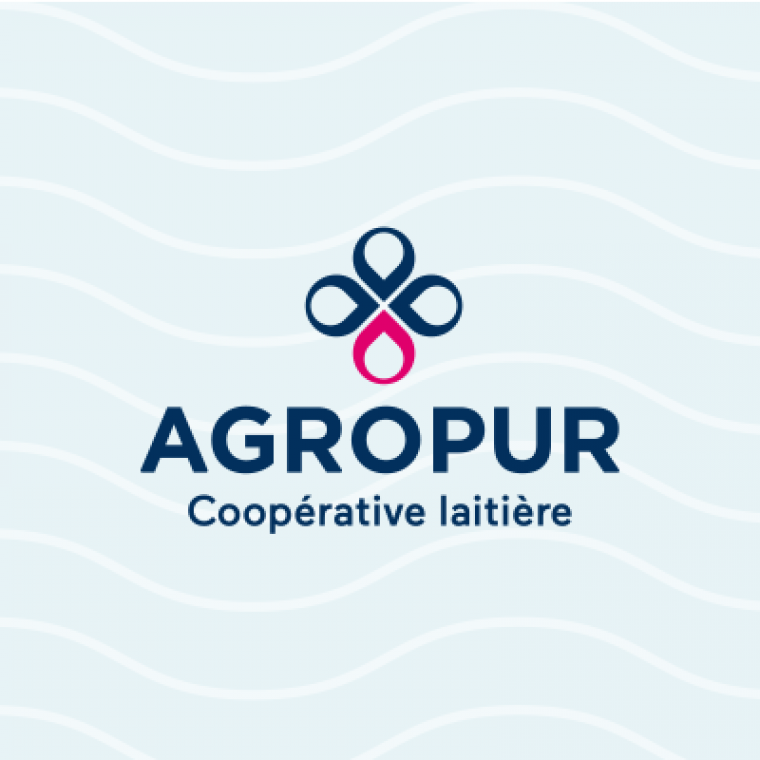 Logo Agropur sur un fond bleu