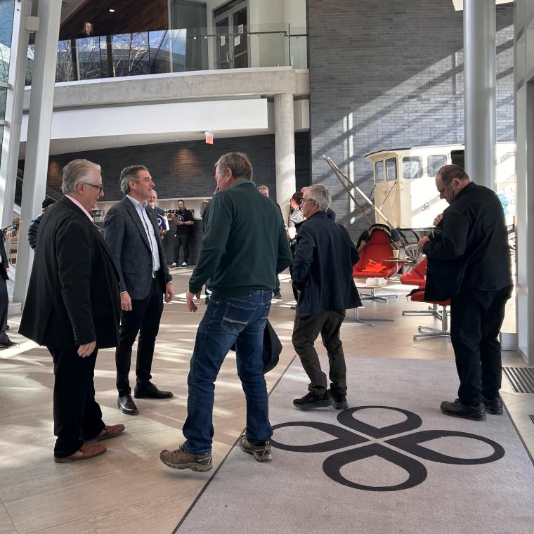 main lobby office building with people