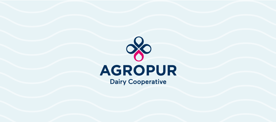 Logo Agropur sur un fond bleu