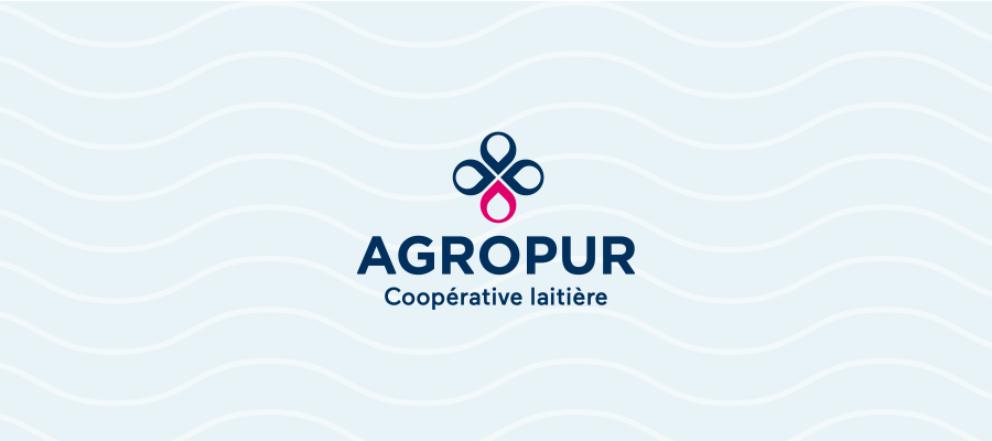 Logo Agropur sur un fond bleu