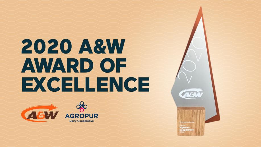 Agropur winner of the A&W Award of Excellence – 2020