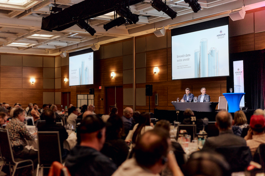 Conference room with stage and audience