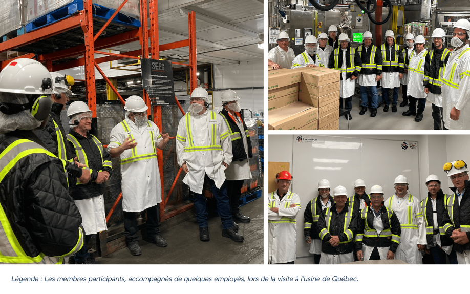 Caption: The participating members, accompanied by a few employees, during the visit to the Québec plant.