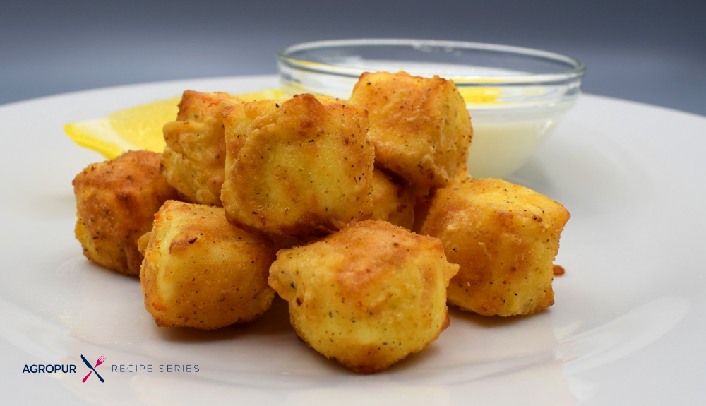 Feta bites with lemony yogurt dip