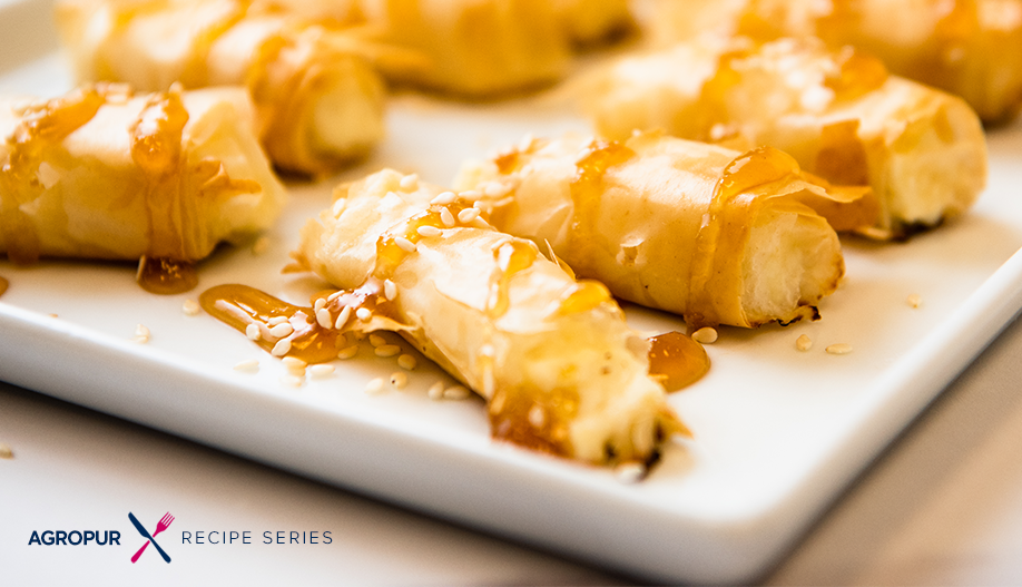 Baked feta bites in phyllo pastry