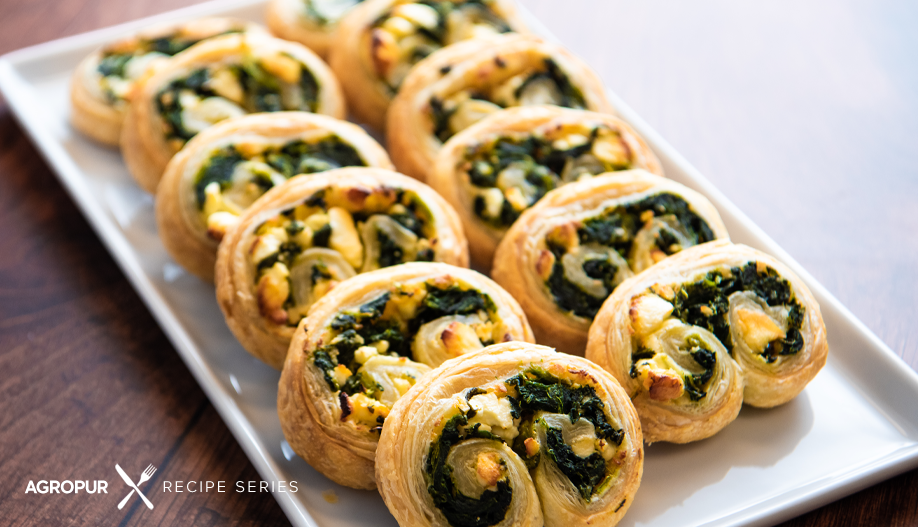 Spinach feta palmiers